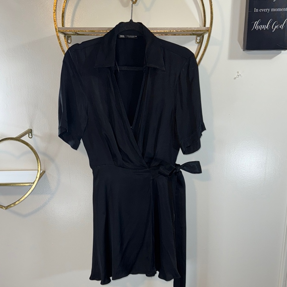 Zara Black Wrap Dress size M